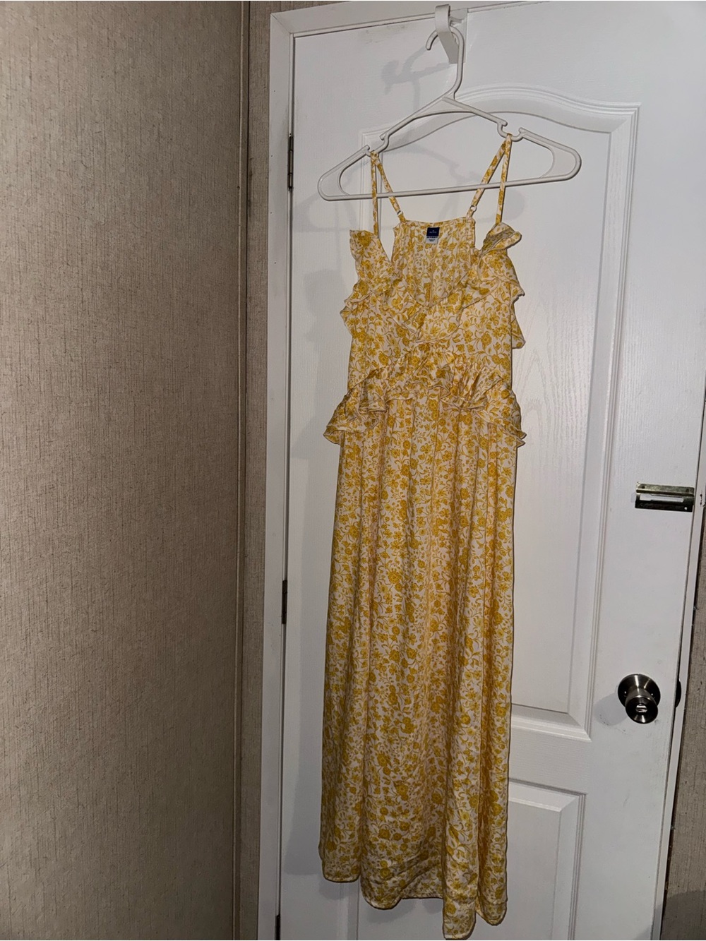 Old Navy Yellow Floral Ruffle Maxi Dress with Adjustable Straps